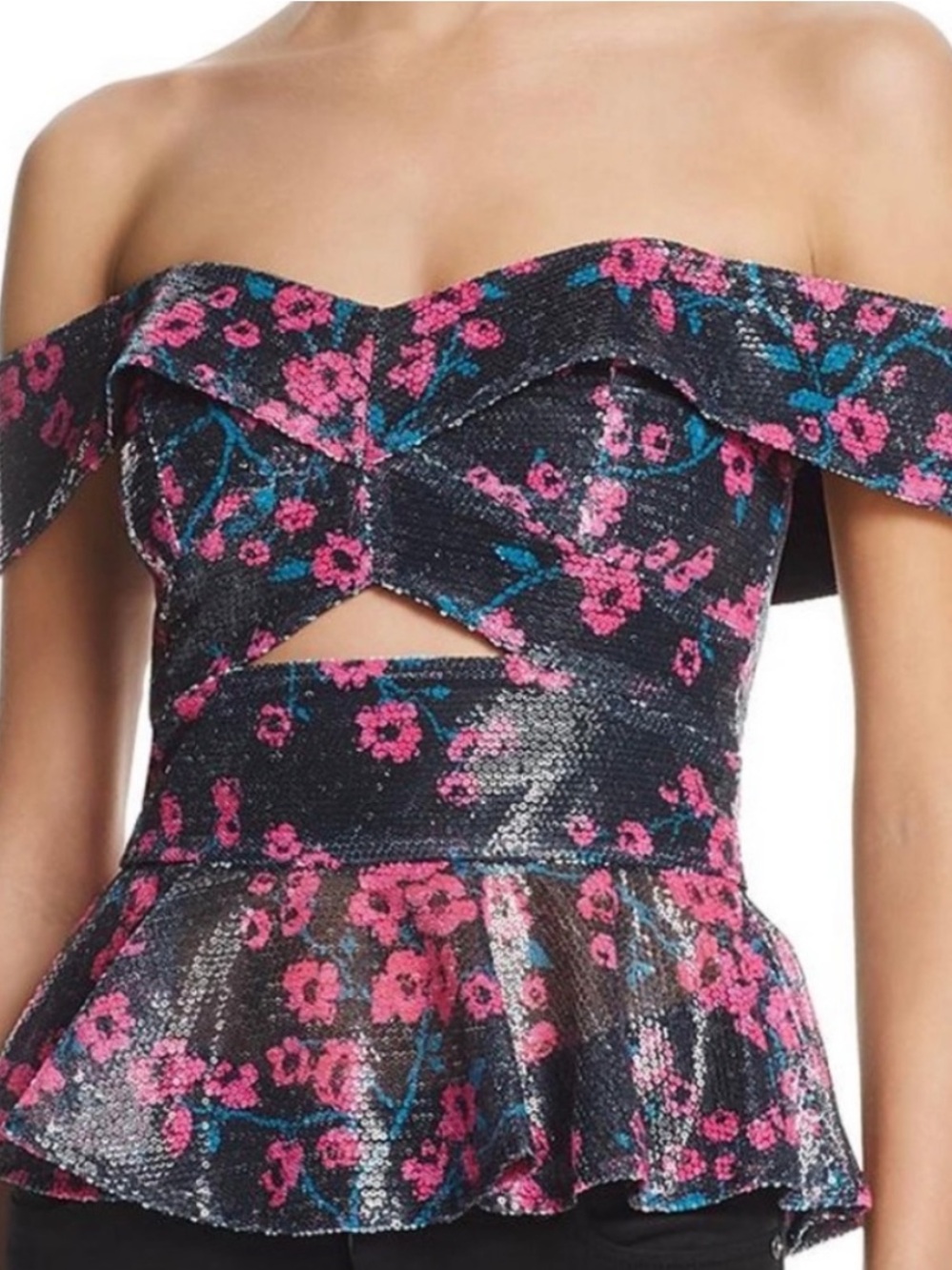 NWT WAYF Janet Floral Peplum Top Size: S